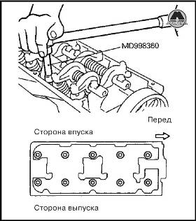 Снятие и установка головки блока цилиндров Mitsubishi Colt