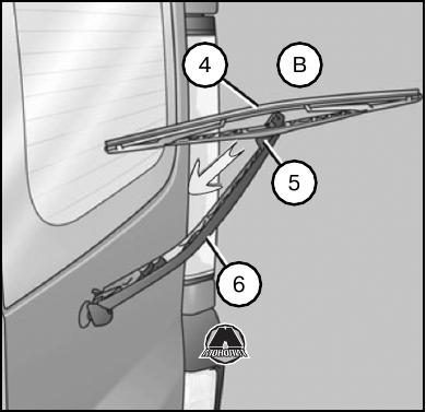 renault kangoo замена щеток стеклоочистителей заднего стекла модификация с распашными дверями (b)