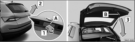 Открывание Skoda Kodiaq c 2017 года