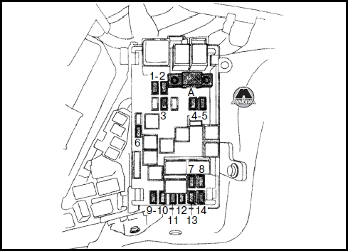 Блок предохранителей в моторном отсеке Subaru Tribeca