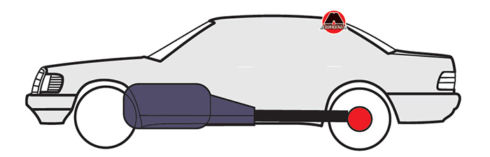 Подовжнє розташування двигуна за передньою віссю з приводом на задні колеса
