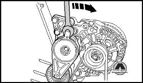 Снятие и установка поликлинового ремня Volkswagen Passat B6